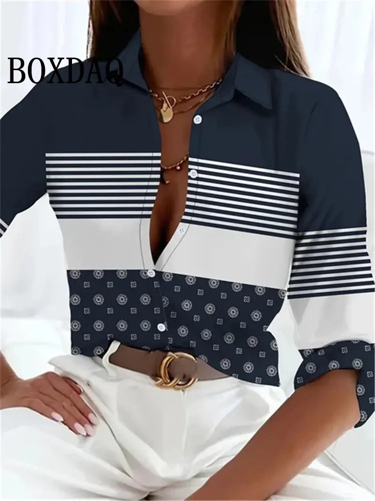2024 Leopard Print Pattern Lapel Button Women's Shirt 3D Printed Casual Fashion Long Sleeve Button Shirts New Spring Clothes Top