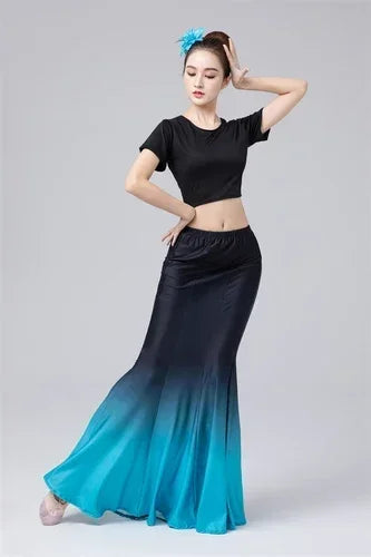 Fishtail Skirt Performance Dress Adult Chinese National Chinese Minority Dance Dai Dance Dress Performance Peacock Dance
