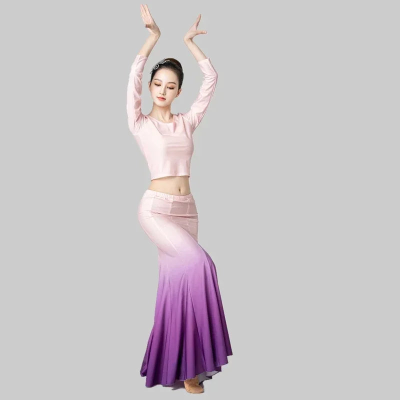 Fishtail Skirt Performance Dress Adult Chinese National Chinese Minority Dance Dai Dance Dress Performance Peacock Dance