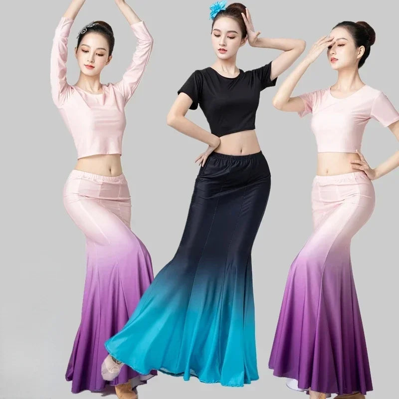Fishtail Skirt Performance Dress Adult Chinese National Chinese Minority Dance Dai Dance Dress Performance Peacock Dance