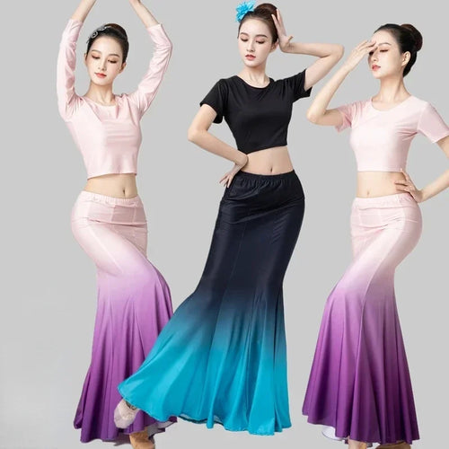 Fishtail Skirt Performance Dress Adult Chinese National Chinese Minority Dance Dai Dance Dress Performance Peacock Dance