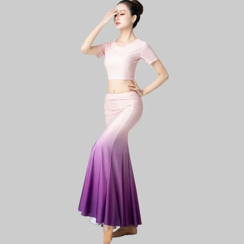 Fishtail Skirt Performance Dress Adult Chinese National Chinese Minority Dance Dai Dance Dress Performance Peacock Dance
